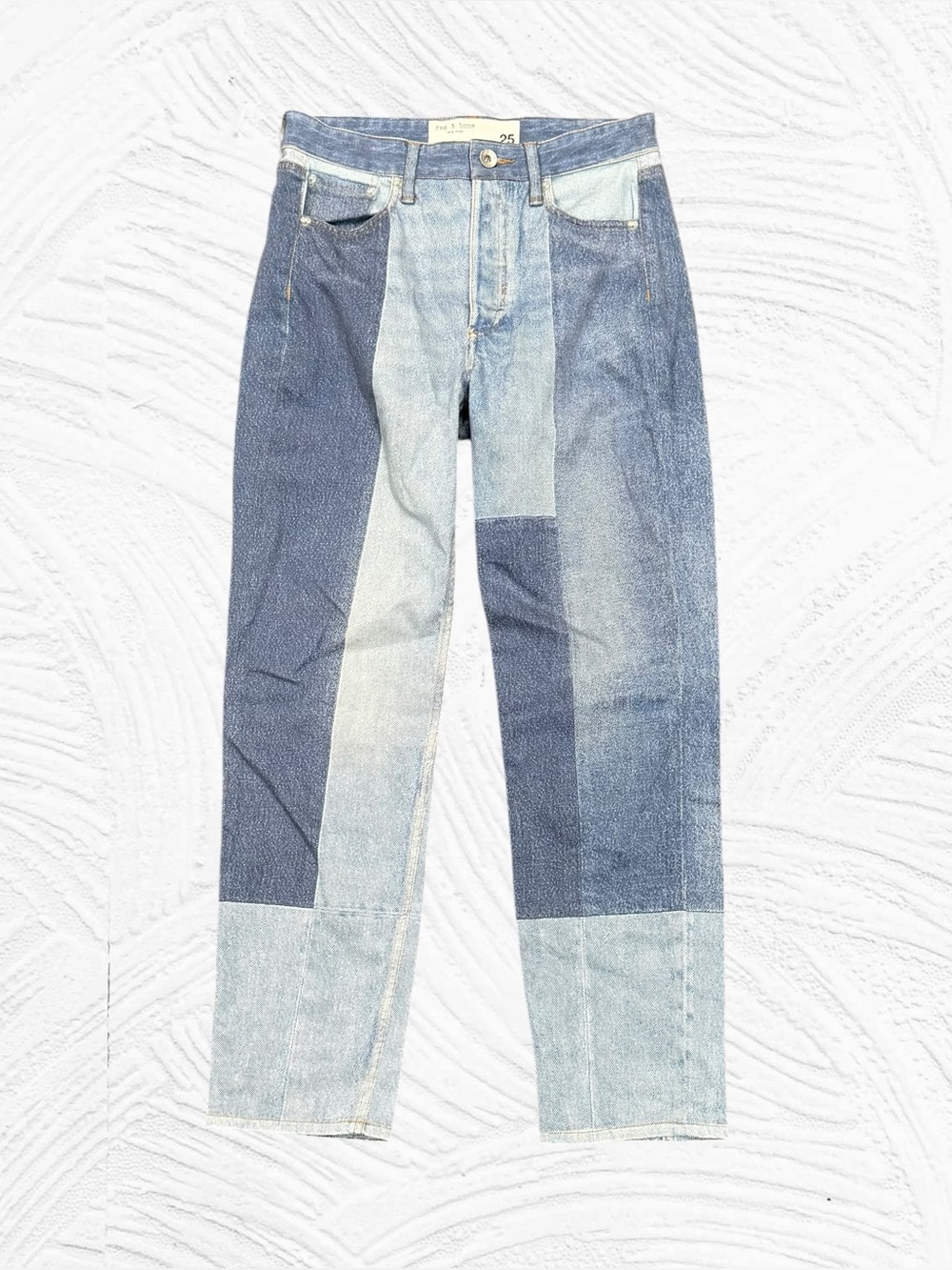 Rag & Bone Nina Miramar‎ Patchwork Cigarette Jean 25(26X26) Midrise Slim Taper